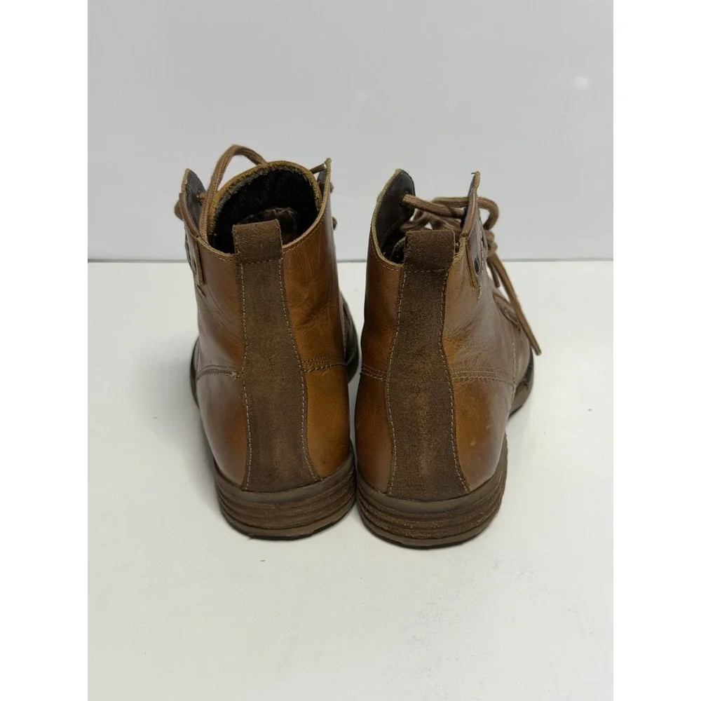 Bull Boxer Men's Tan Leather Lace up Boots, Size 8 Pre Owned